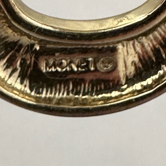 Vintage Monet gold tone post earrings with loop dangles - Picture 2 of 4